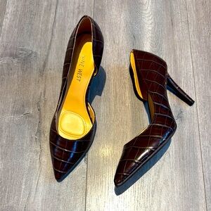 Nine West Brown Croc-Embossed Heels